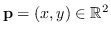 $\mathbf{p} = ( x, y ) \in \mathbb{R}^{2}$